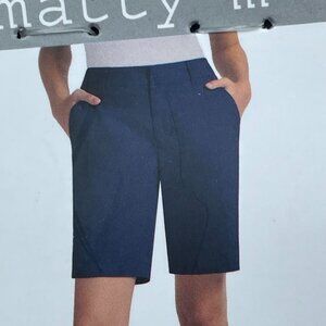 Matty M Womens Navy Bermuda Shorts XL Stretch Cotton Blend d0613